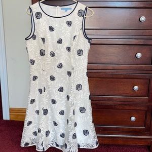 Antonio Melani white and navy embroidered dress